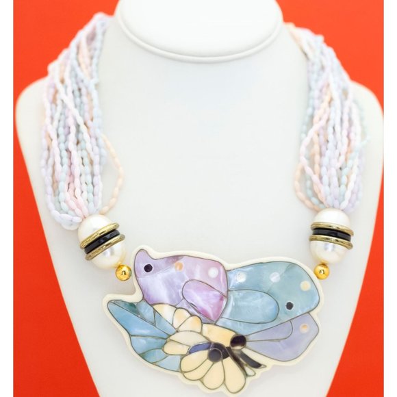 22 inch, Vintage Ocean Sea Beauties Elegant Bib Necklace - F42 - Picture 2 of 3